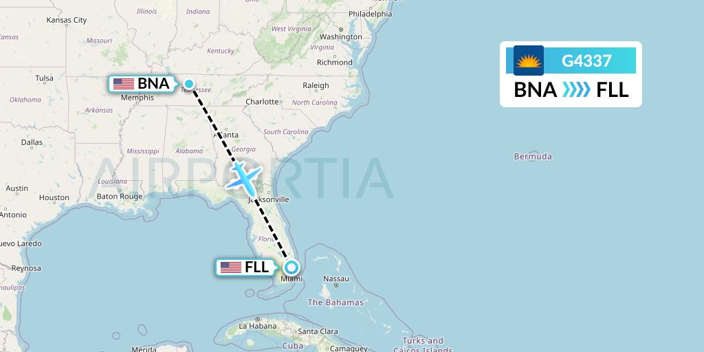 G4337 Allegiant Air Flight Map: Nashville to Fort Lauderdale
