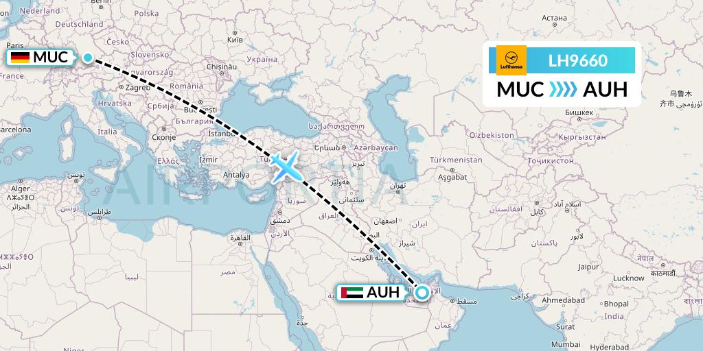 LH9660 Lufthansa Flight Map: Munich to Abu Dhabi