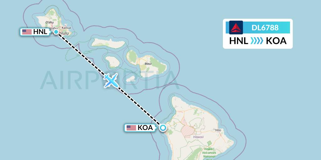 DL6788 Delta Air Lines Flight Map: Honolulu to Kailua-Kona