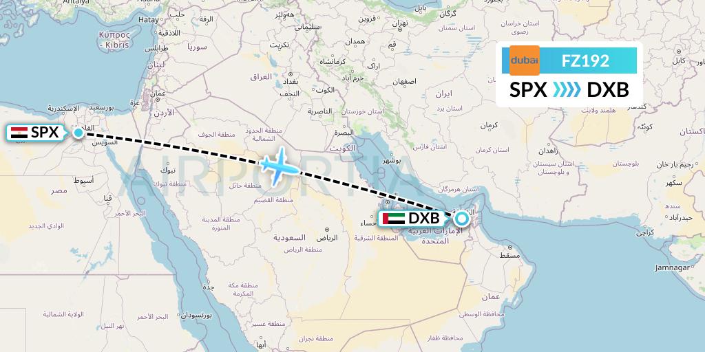 FZ192 FlyDubai Flight Map: Cairo to Dubai