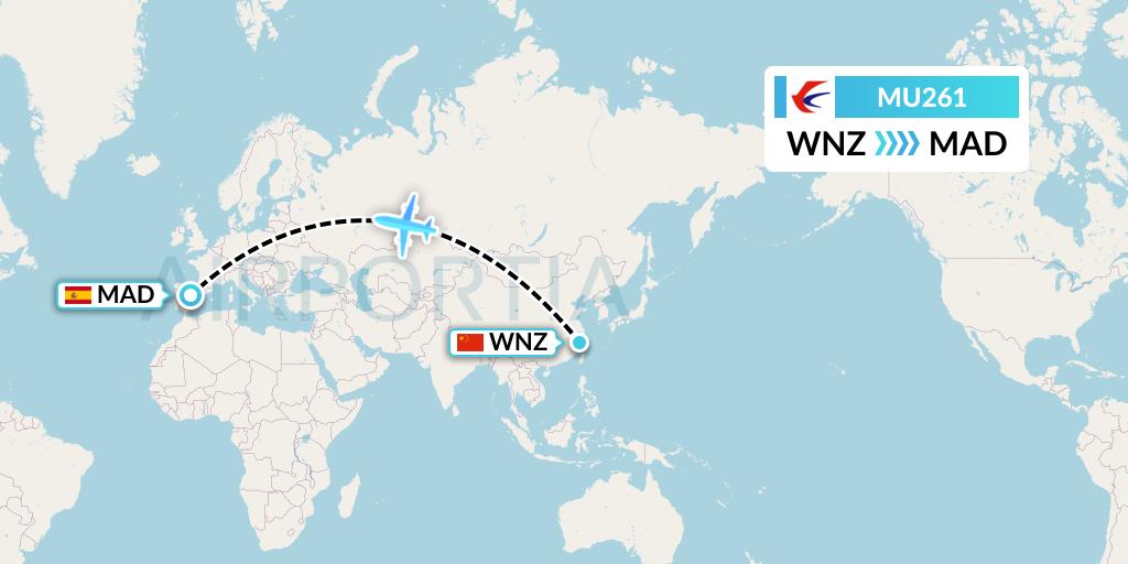 MU261 China Eastern Airlines Flight Map: Wenzhou to Madrid