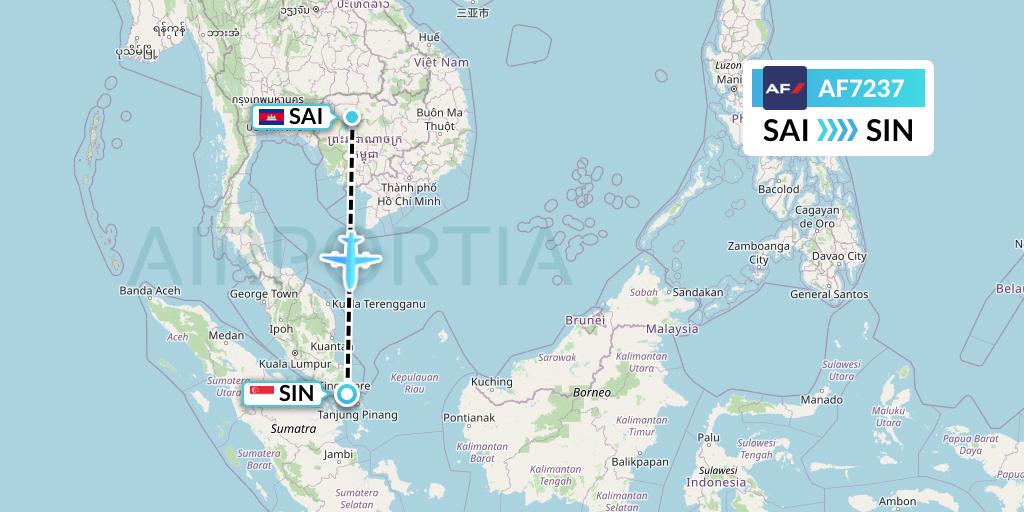 AF7237 Air France Flight Map: Siem Reap to Singapore