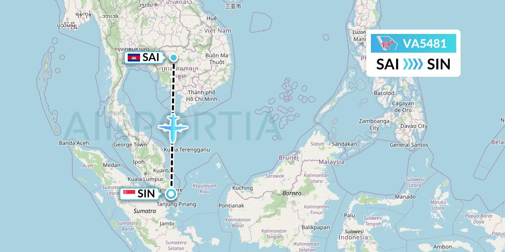 VA5481 Virgin Australia Flight Map: Siem Reap to Singapore