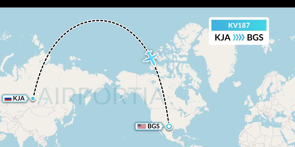 KV187 KrasAvia Flight Map: Krasnoyarsk to Big Spring