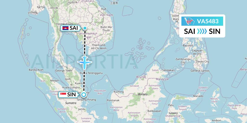 VA5483 Virgin Australia Flight Map: Siem Reap to Singapore