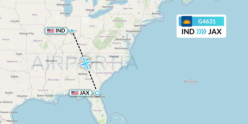 G4631 Allegiant Air Flight Map: Indianapolis to Jacksonville