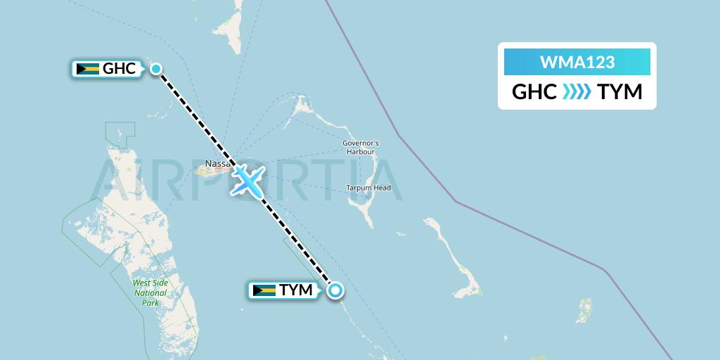 WMA123 Watermakers Air Flight Map: Bahamas to Bahamas