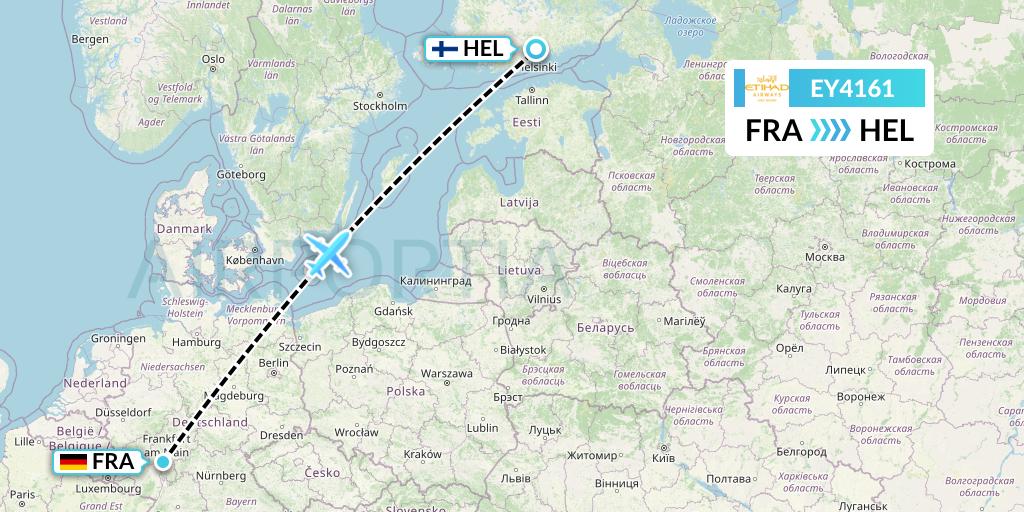 EY4161 Etihad Airways Flight Map: Frankfurt to Helsinki