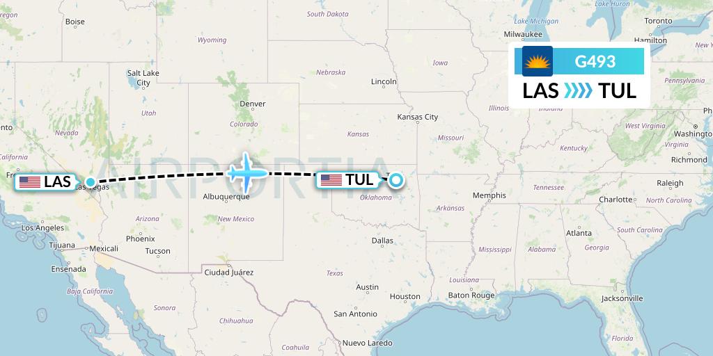 G493 Allegiant Air Flight Map: Las Vegas to Tulsa