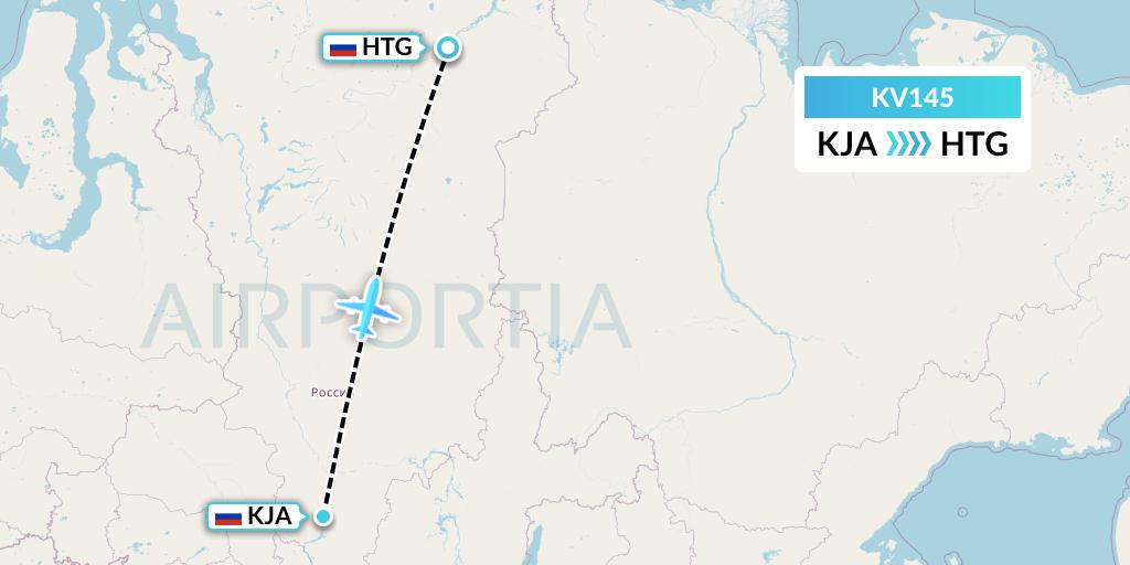 KV145 KrasAvia Flight Map: Krasnoyarsk to Khatanga