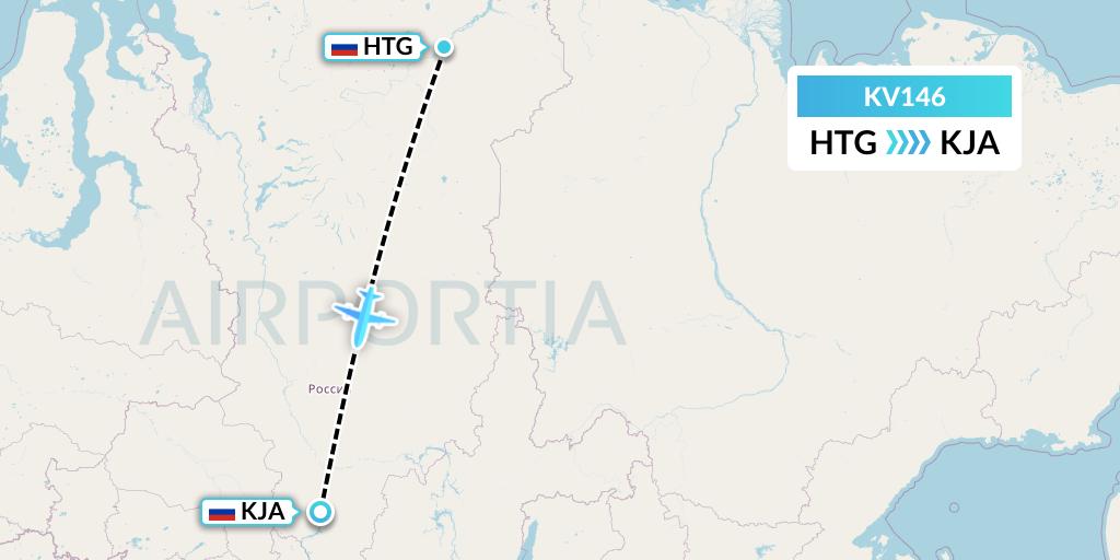 KV146 KrasAvia Flight Map: Khatanga to Krasnoyarsk