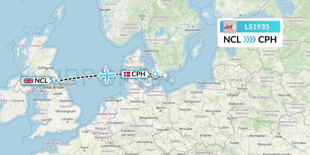 LS1935 Flight Status Jet2 Newcastle to Copenhagen (EXS1935)