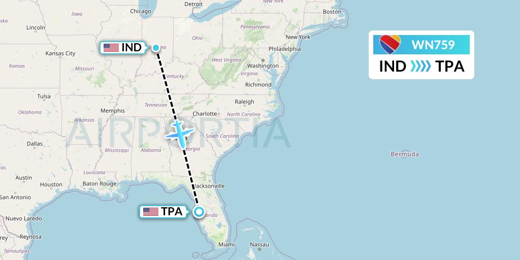 WN759 Flight Status Southwest Airlines Indianapolis to Tampa (SWA759)