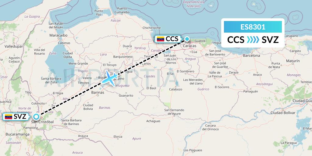 ES8301 Estelar Latinoamerica Flight Map: Caracas to Venezuela