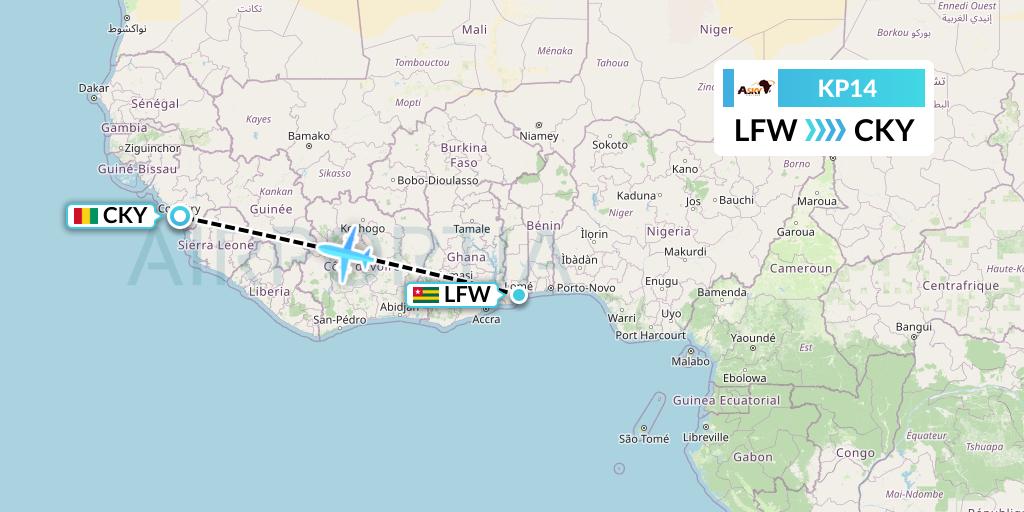 KP14 ASKY Flight Map: Lome to Conakry