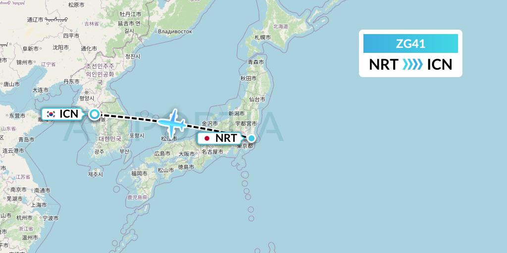 ZG41 Zipair Tokyo Inc. Flight Map: Tokyo to Seoul