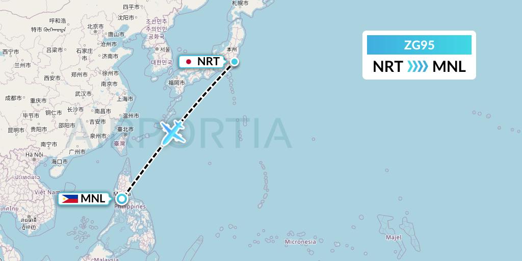 ZG95 Zipair Tokyo Inc. Flight Map: Tokyo to Manila