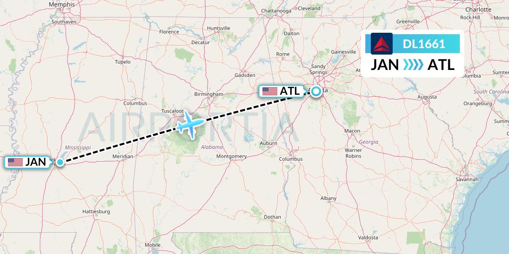 DL1661 Flight Status Delta Air Lines Jackson to Atlanta (DAL1661)