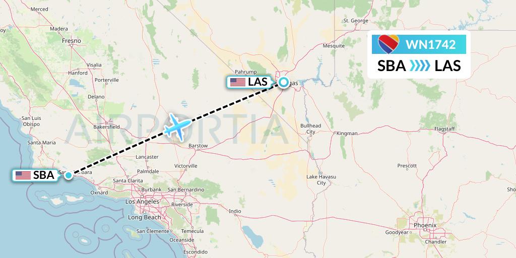 WN1742 Southwest Airlines Flight Map: Santa Barbara to Las Vegas