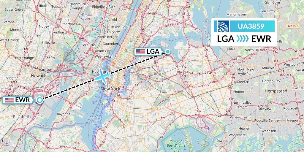 UA3859 United Airlines Flight Map: New York to New York