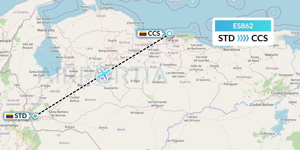 ES862 Estelar Latinoamerica Flight Map: Santo Domingo to Caracas