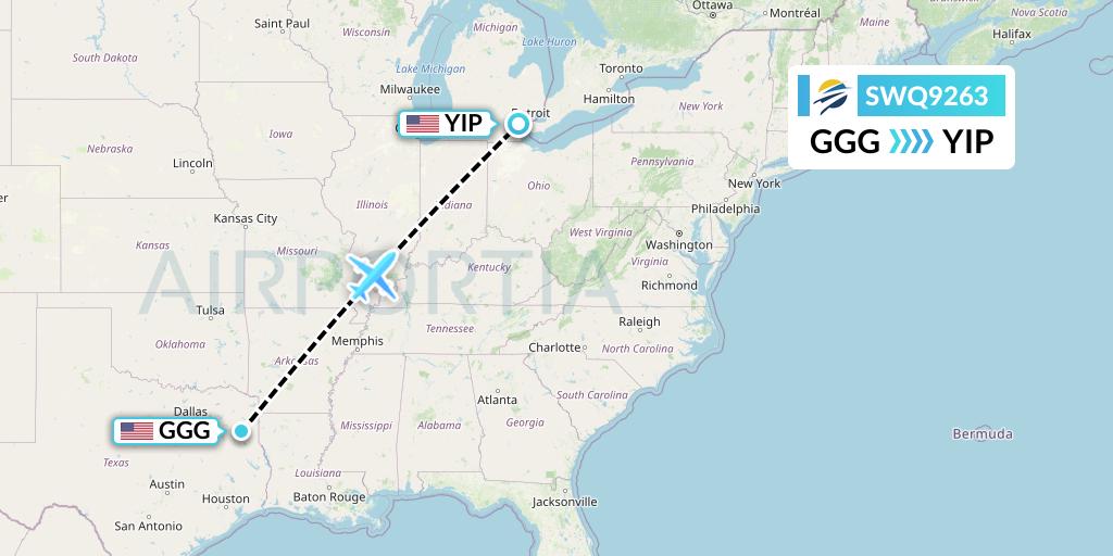 SWQ9263 Flight Status Swift Air Longview to Detroit (WQ9263)