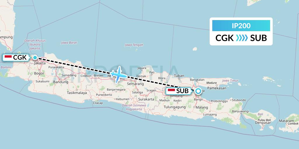 IP200 Pelita Air Service Flight Map: Jakarta to Surabaya