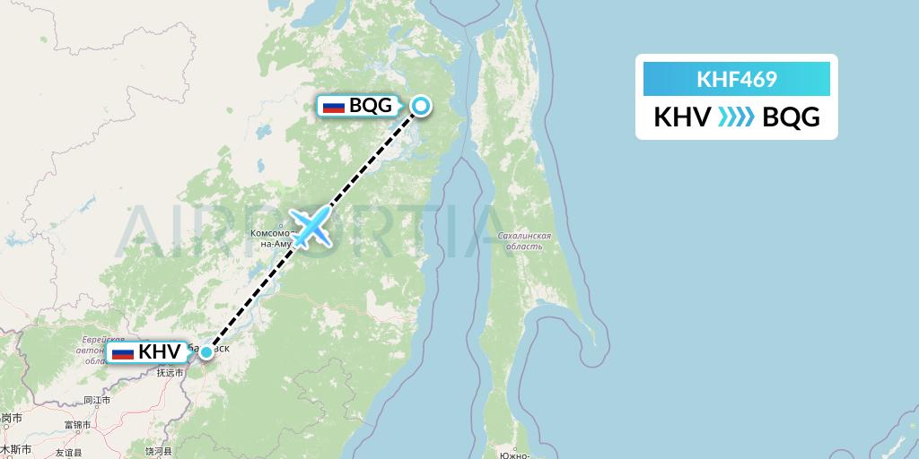 KHF469 Khabarovsk Avia Flight Map: Khabarovsk to Bogorodskoye