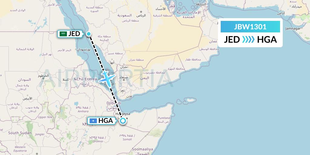 JBW1301 Flight Status Jubba Airways Jeddah to Hargeisa (3J1301)