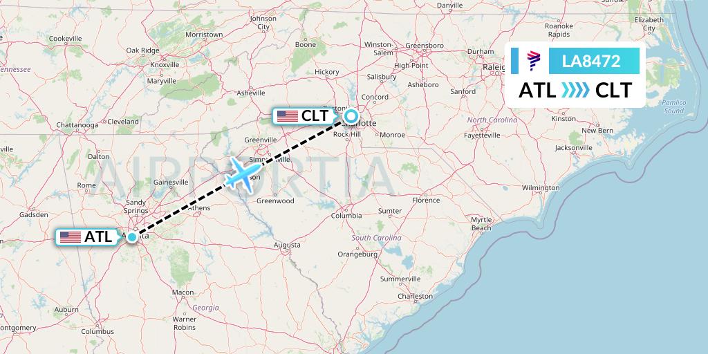 LA8472 Flight Status LAN Airlines Atlanta to Charlotte (LAN8472)