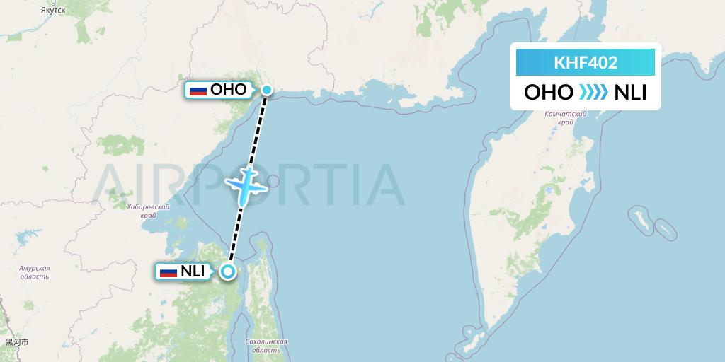 KHF402 Khabarovsk Avia Flight Map: Okhotsk to Khabarovsk