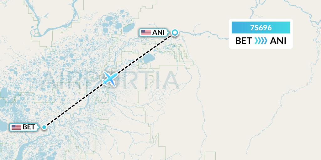 7S696 Ryan Air (USA) Flight Map: Bethel to Aniak