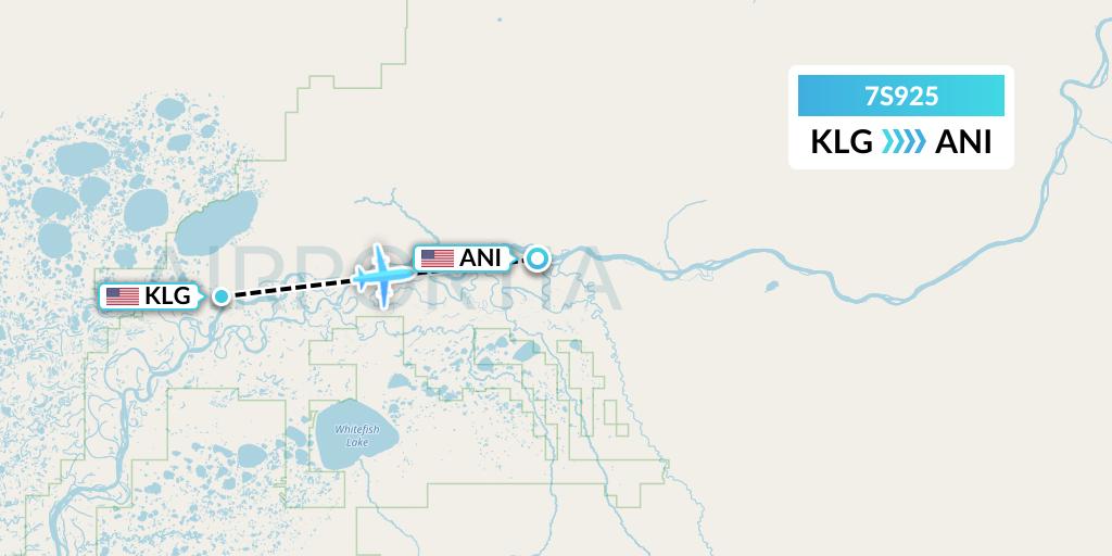 7S925 Ryan Air (USA) Flight Map: Kalskag to Aniak