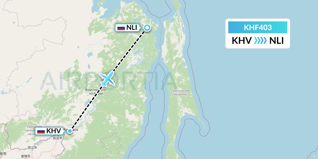 KHF403 Khabarovsk Avia Flight Map: Khabarovsk to Khabarovsk