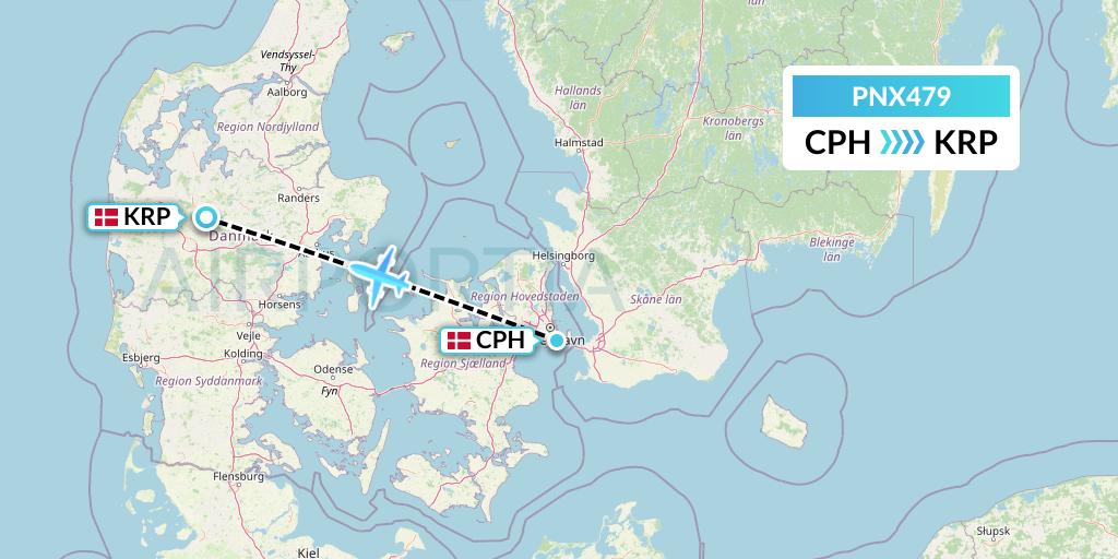 PNX479 AIS Airlines Flight Map: Copenhagen to Karup