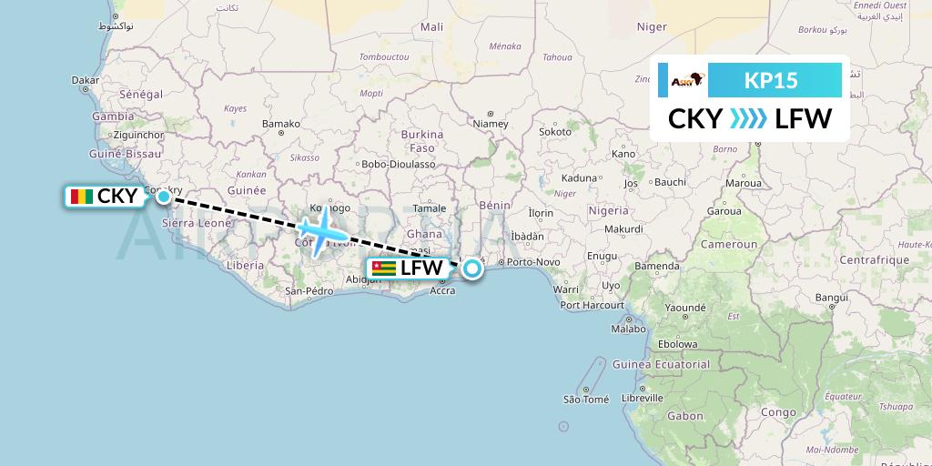 KP15 ASKY Flight Map: Conakry to Lome