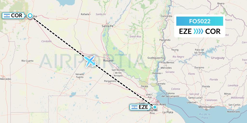 FO5022 Aero Flightops Uk Limited Flight Map: Buenos Aires to Cordoba
