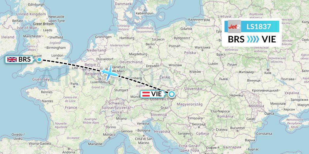 LS1837 Jet2 Flight Map: Bristol to Vienna
