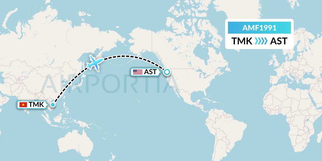 AMF1991 Ameriflight Flight Map: Da Nang to Astoria