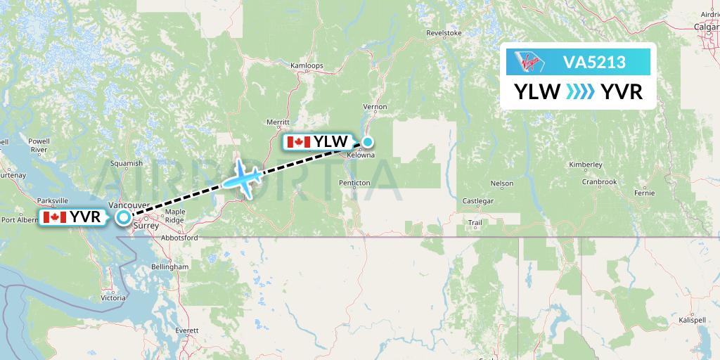 VA5213 Virgin Australia Flight Map: Kelowna to Vancouver