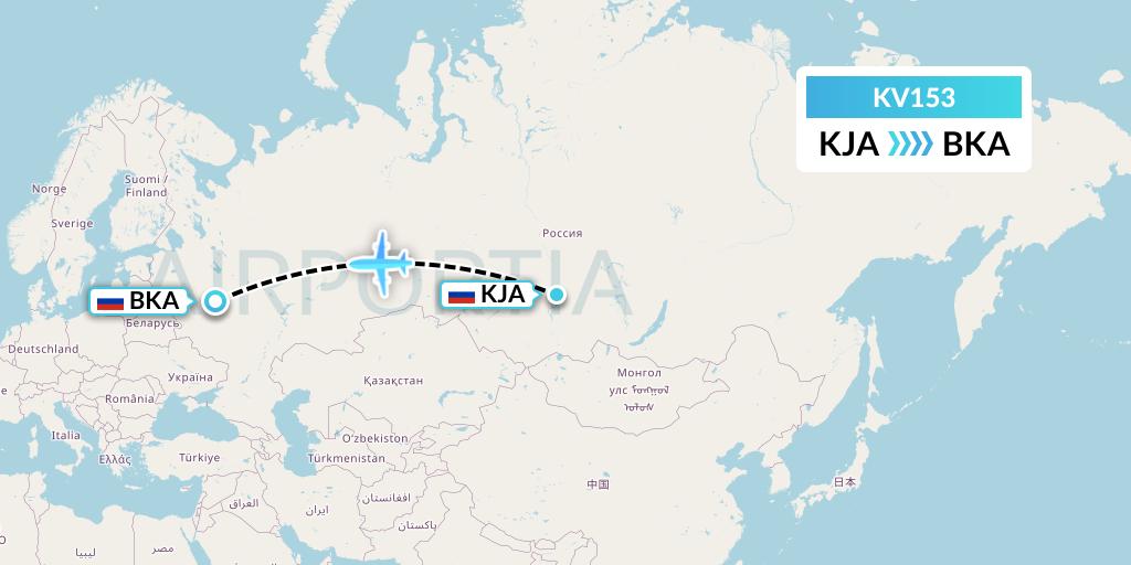 KV153 KrasAvia Flight Map: Krasnoyarsk to Moscow