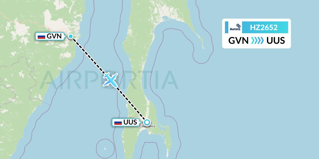 HZ2652 Aurora Flight Map: Komsomolsk na Amur to Yuzhno-Sakhalinsk