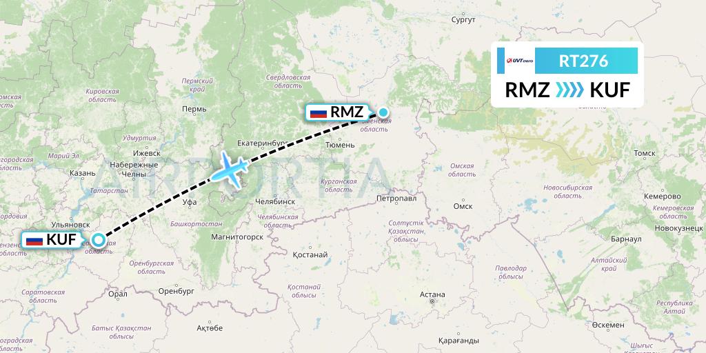 RT276 UVT aero Flight Map: Tobolsk to Samara