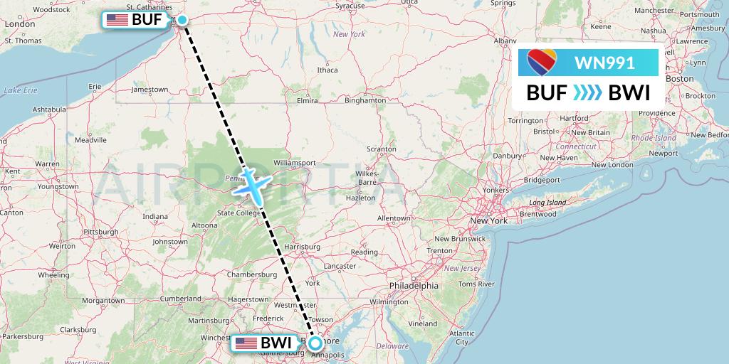 WN991 Flight Status Southwest Airlines Buffalo to Baltimore (SWA991)