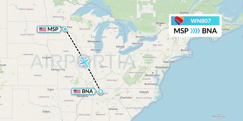 WN807 Flight Status Southwest Airlines Minneapolis to Nashville (SWA807)