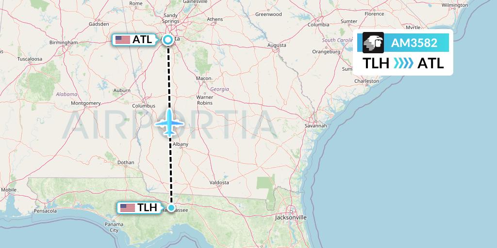 AM3582 Aeromexico Flight Map: Tallahassee to Atlanta