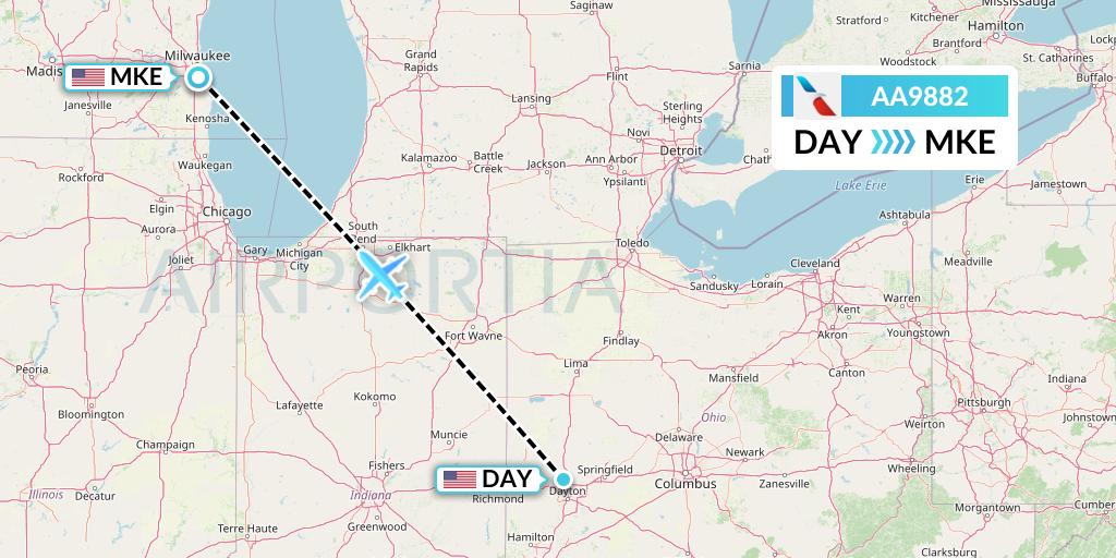 AA9882 Flight Status American Airlines Dayton to Milwaukee (AAL9882)