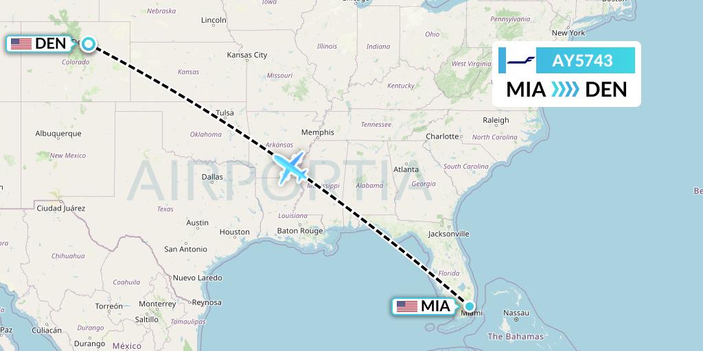 AY5743 Finnair Flight Map: Miami to Denver