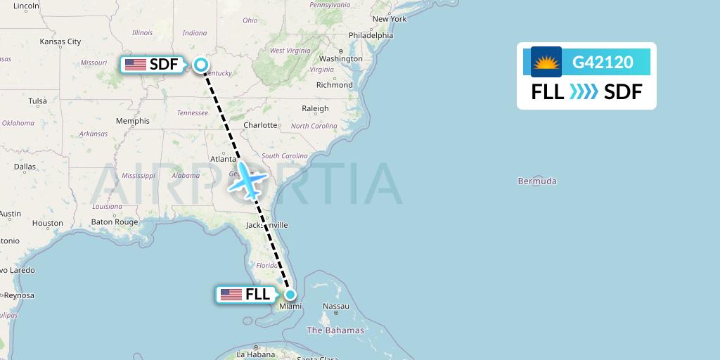 G42120 Allegiant Air Flight Map: Fort Lauderdale to Louisville