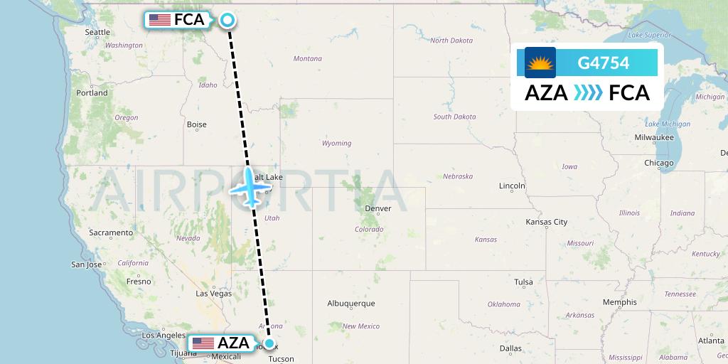 G4754 Allegiant Air Flight Map: Phoenix to Kalispell